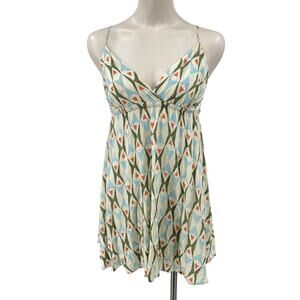 Quiksilver Women’s M Y2K Babydoll‎ Mini Dress Geometric Print Spaghetti Strap